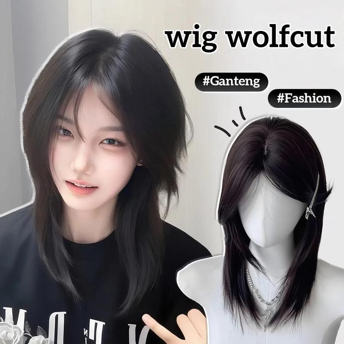 SALE Rambut Pendek Wig Wolfcut Wig Rambut Pendek Wanita Rambut Palsu pria Wig Natural Wanita Ombre