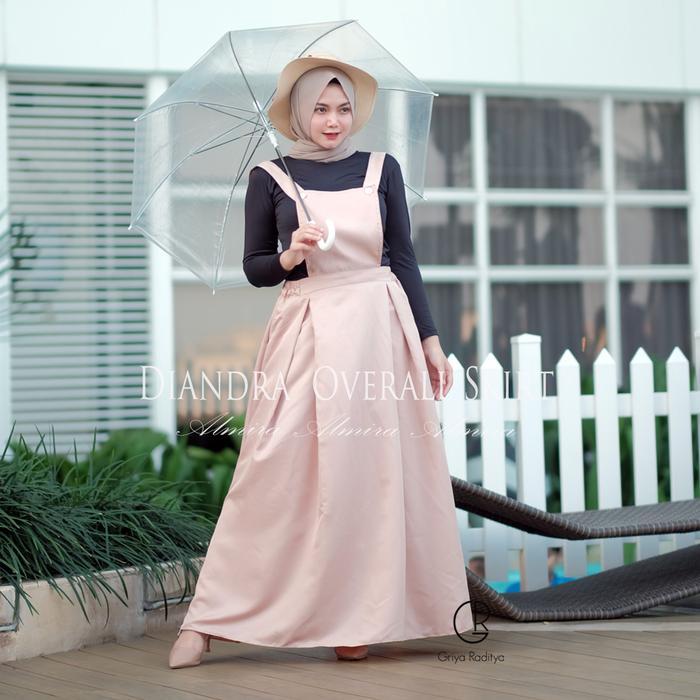 Rok Overall Wanita Panjang Baju Kodok Overal Dewasa Polos Muslimah Diandra Skirt Griyaraditya Almira