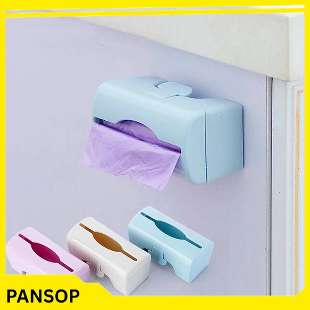 tempat dispenser kantong plastik roll kantung sampah tempel dinding putih free ongkir
