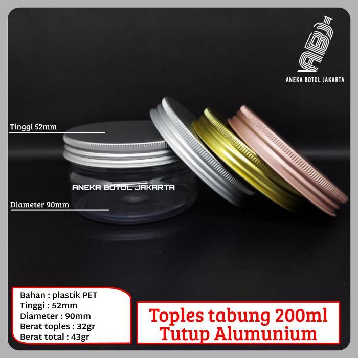 Toples plastik 200 ml tabung alumunium / Toples tabung 200ml tebal