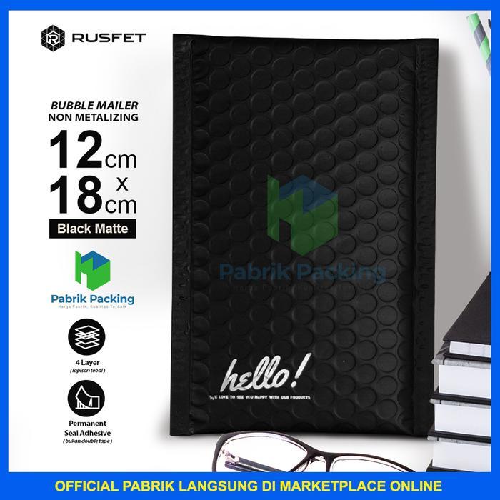 AMPLOP BUBBLE MAILER RUSFET BLACK / HITAM 12x18 PREMIUM TERMURAH