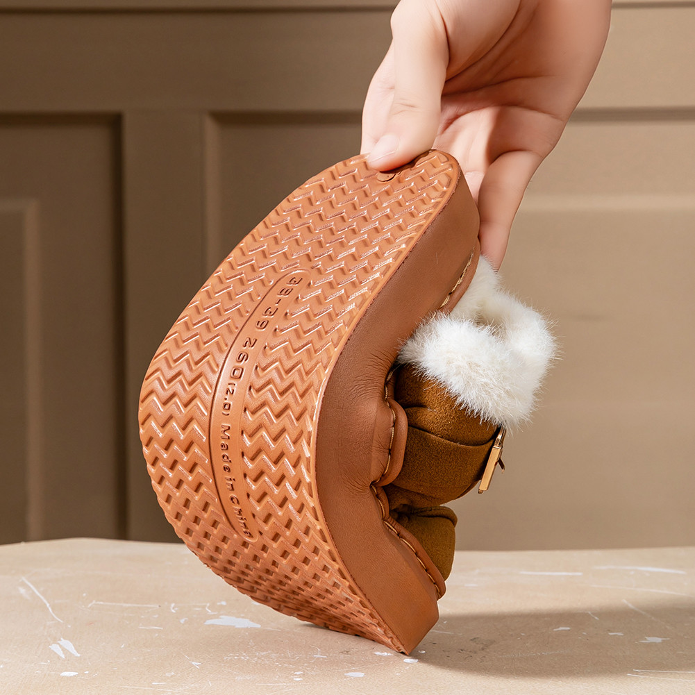 Winter Slippers Women Suede EVA Sole Memory Foam Warm Buckle Bedroom Shoes UGG Comfortable