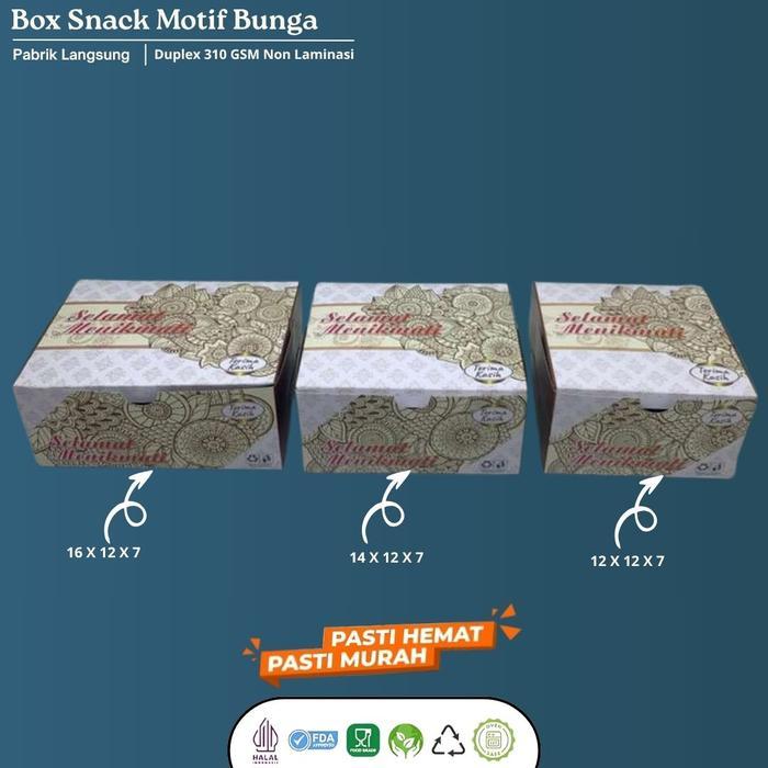 (Paket 25 Pcs) Dus Snack 12X12 / 12X14 / 12X16 Snack Box Kue Roti Makanan Motif Putih