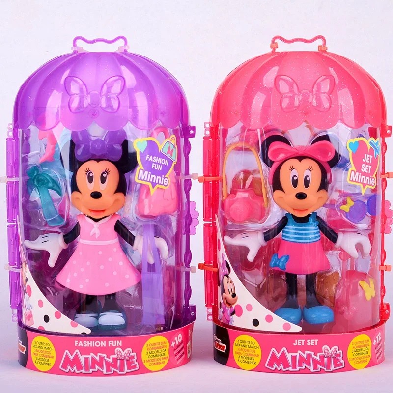 Disney Junior Minnie Mouse Fabulous Fashion Funny Girls Dress-up Anime Figure Play House Toys