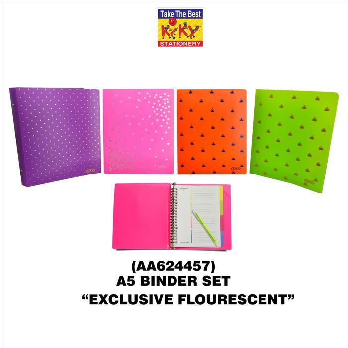 KIKY Binder Set A5 Exclusive Fluorescent AA624457 Uk 18 x 22.5 x 3 cm Original Stationery dengan