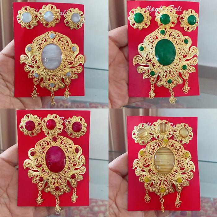 ```````]  Set Bross Alpaka Nina Resin Kebaya Hijab Bali