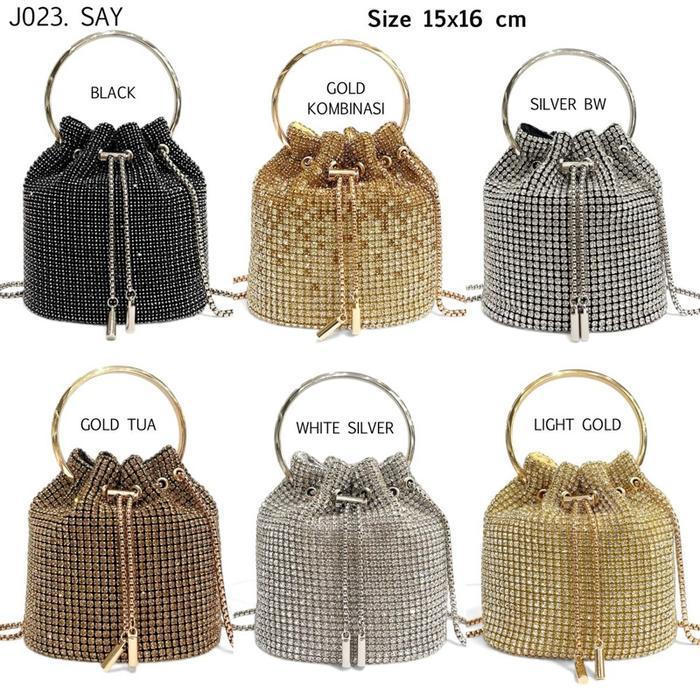 terlaris Tas Pesta Serut Permata Besar jinjing premium wanita J023 / J039 100% ori