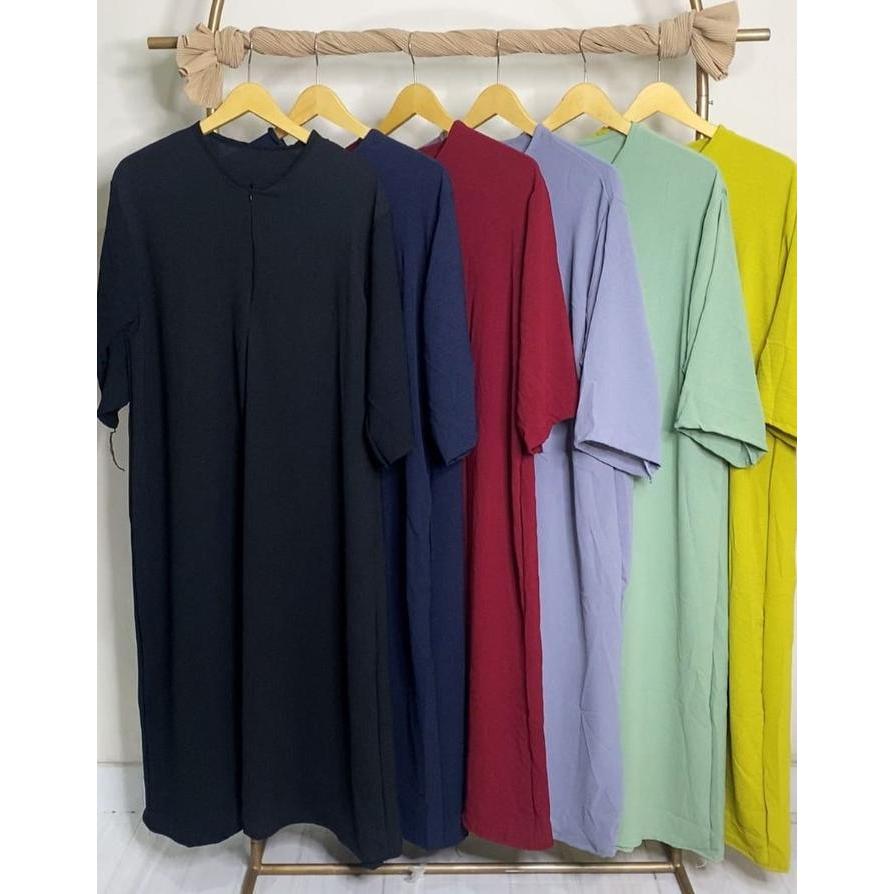 Daster Crinkle Polos / Daster Crinkle Airflow Polos / Dress Busui Panjang Wanita Dewasa
