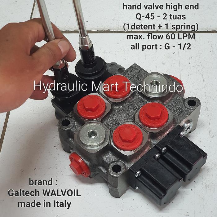 hand valve port 1/2 - 2tuas (1spring+1detent) 60LPM Q45 Galtech-Italy