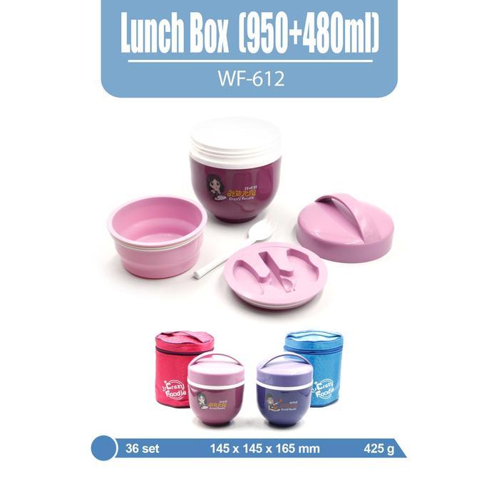 Houroffer Lunchbox Bowl Tempat Makan Plastik BPA FREE 1 Liter YY 612 Kotak Pink