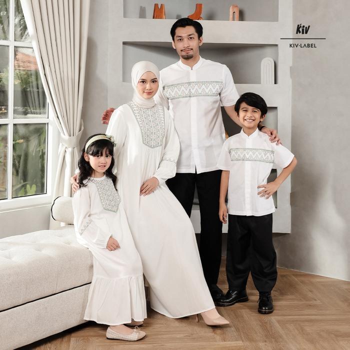 KIV Sarimbit White Teduh Series Family Set Baju Lebaran Ramadhan Couple Raya Series Muslim Fashion