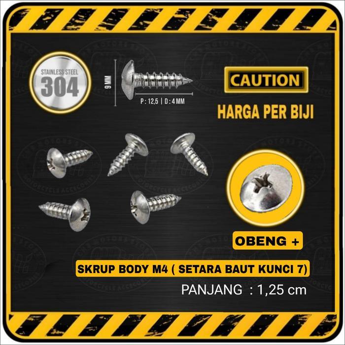Sekrup Skrup STAINLESS M4 x 12 M4x12 Baut Body Cacing Honda BEAT VARIO dsb