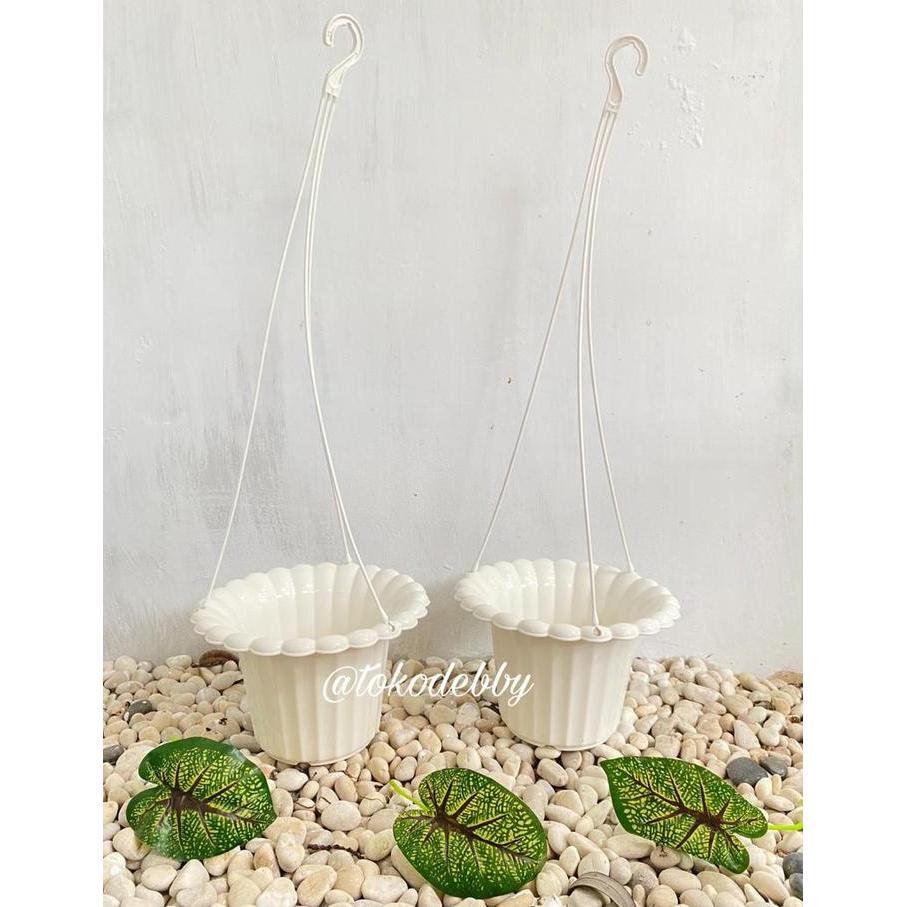 "New" Pot Tanaman dan Bunga Plastik Gantung Mawar Putih