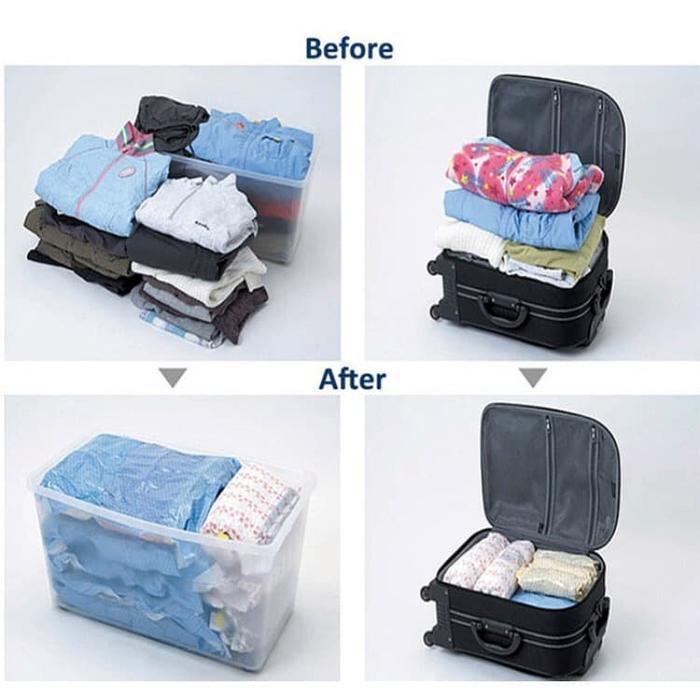 "New" Plastik Vakum Bag Pakaian / Vacuum Bag Travel / Hand Roll Vacuum Bag