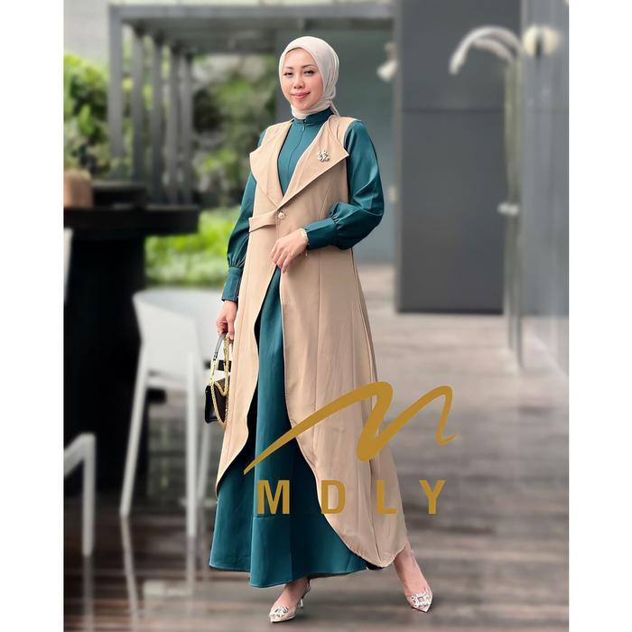 ORIGINAL MDLY Baju gamis Muslim wanita muslimah Shenina Dress Wudhu Zipper Ready stok