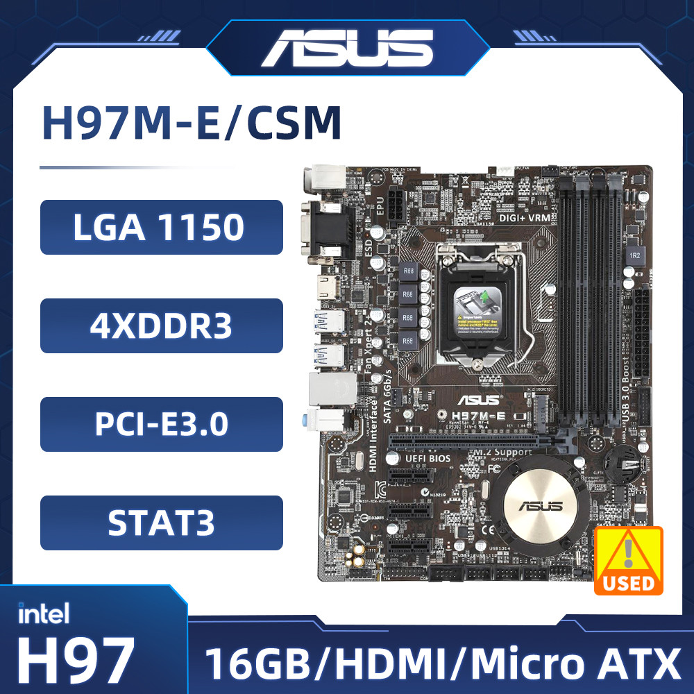 Asus H97M-E/Csm Motherboard Intel H97 Lga 1150 Ddr3 16Gb Support Core I3-4130 4170 4430 4570 4690