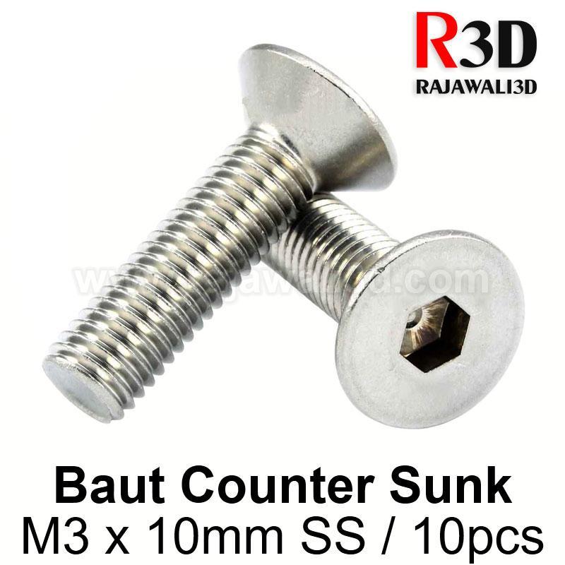 Baut L Countersunk M3 X 10mm 10pcs Stainless