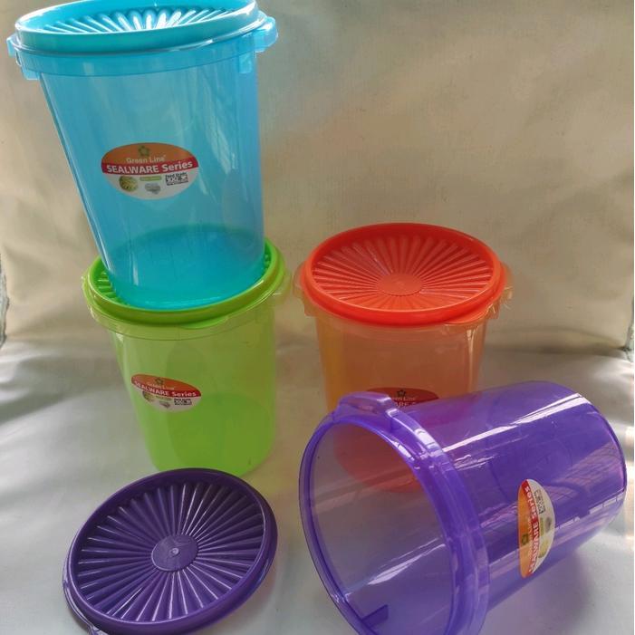 6 Pcs Toples Plastik Bulat Green Line / Wadah Serbaa / 1000Ml = 39.500