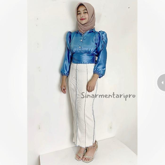 Sinar - Rok Nadshavv - Mami Bibu / Rok Span Pelangi Rainbow / Rok Knit Panjang Wanita Melar Stretchy