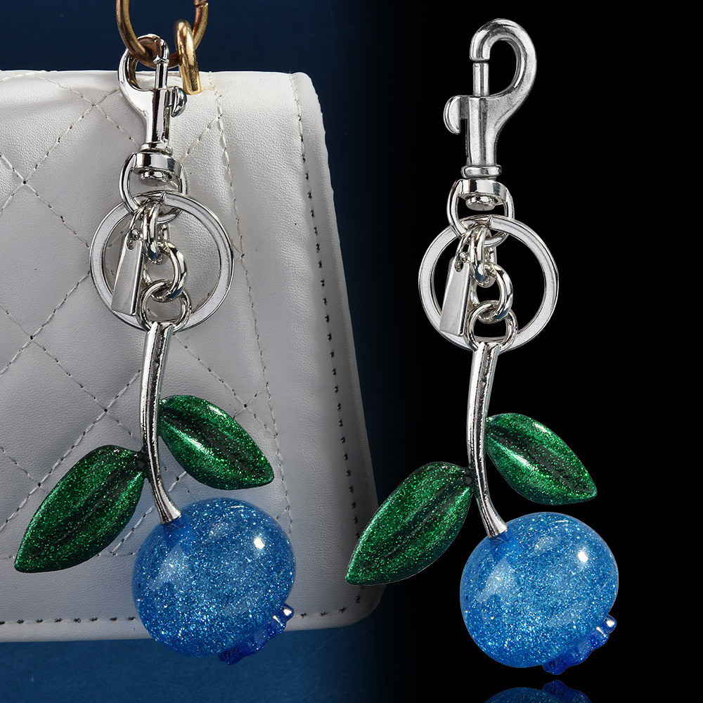 Blueberry Bag Charm Blueberry Keychain Charm Metal Accessory Sparkling Resin For Coach Purses Key