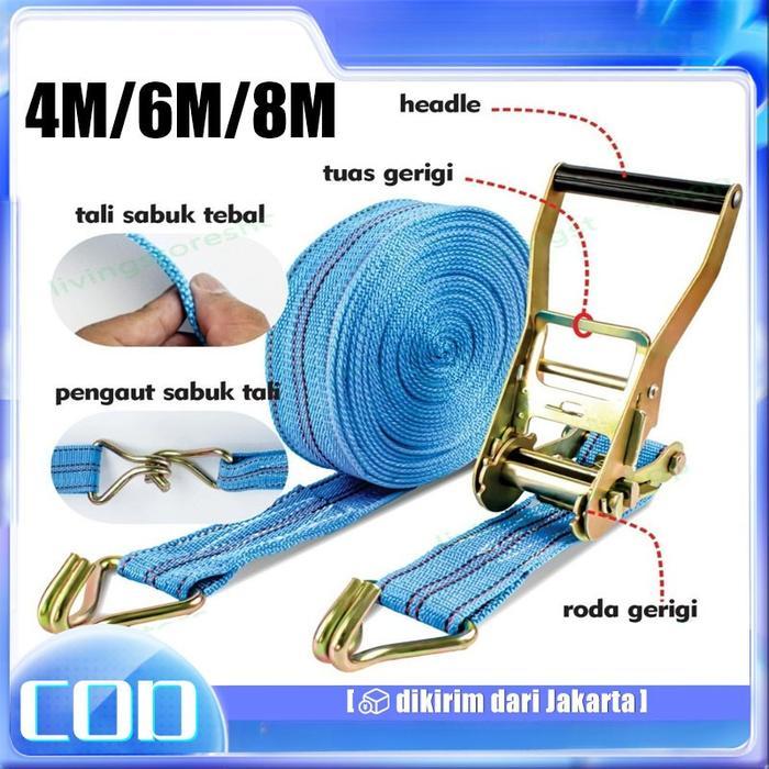 6CM Rachet tie down rachet tie down/4-8 meter Trek belt /10 ton tali sound/tali barang/Track webbing