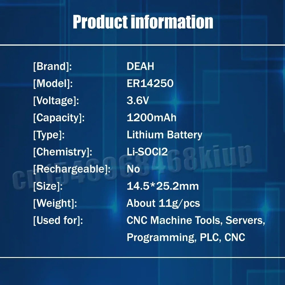 100PCS 3.6V ER14250 ER 14250 CR14250SL Lithium Battery For PLC CNC Machine Tools Water Meter Touch