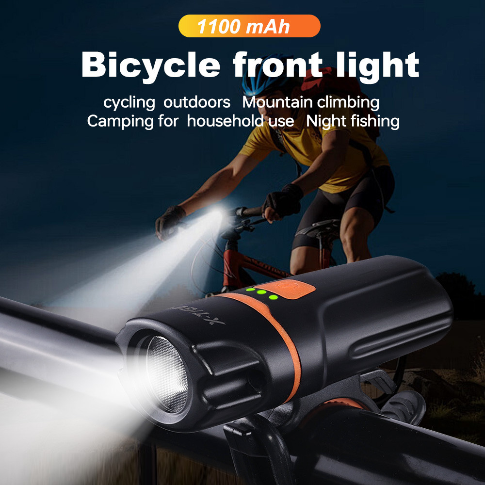 X-TIGER HIGH LUMEN BICYCLE FRONT LIGHT TYPE-C CHARGING ULTRALIGHT BIKE LIGHT 6 LIGHTING MODES MINI