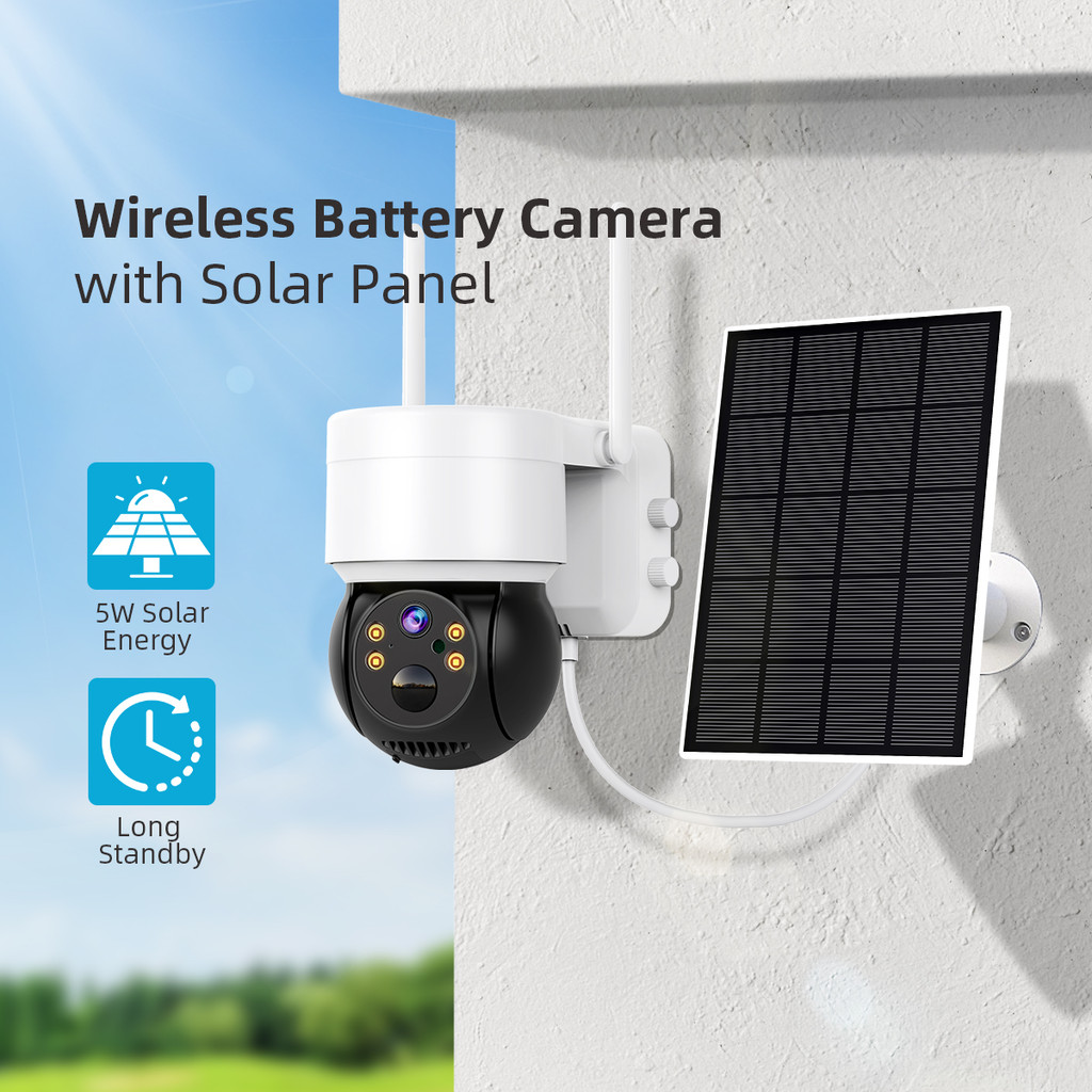 SOLAR CAMERA OUTDOOR SECURITY WIFI SURVEILLANCE CAMERAS WITH SOLAR PANEL HUMAN DETECTION PTZ CCTV