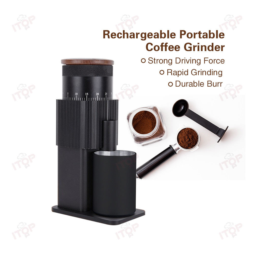 ITOP CGLY1800 Rechargeable Portable Coffee Grinder 1800 mAh 6-Star 420 Stainless Steel Conical Burrs
