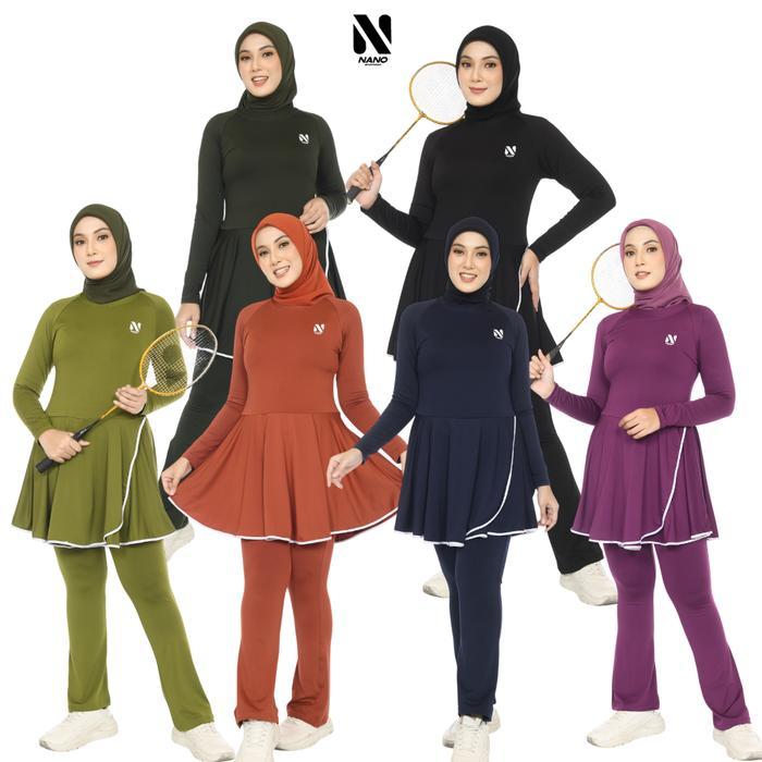Nano Sportswear Baju Senam Wanita / One Set Rumbai List / Setelan Baju Senam