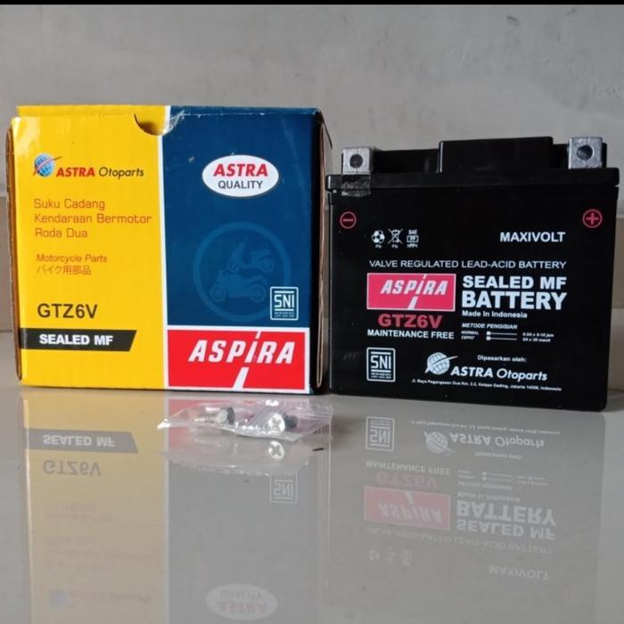 Aki Motor Honda Vario 125, Vario 150 GTZ6V ASPIRA ASTRA Aki kering