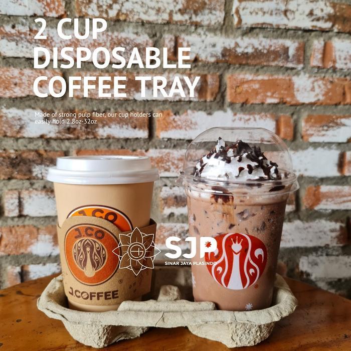 2 Cup Tray Paper Drink Holder Tatakan Minuman Kertas Nampan Kertas