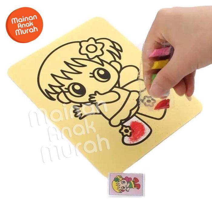 Mewarnai Pasir Warna Melukis Pasir Warna / Kertas Mewarnai Lukisan Stiker Pasir Glitter Mainan Jadul