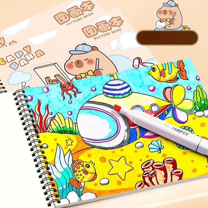 Buku Gambar Anak A4 Kertas Tebal, untuk Mewarnai, Melukis & Menggambar dengan Pensil Warna, Krayon &