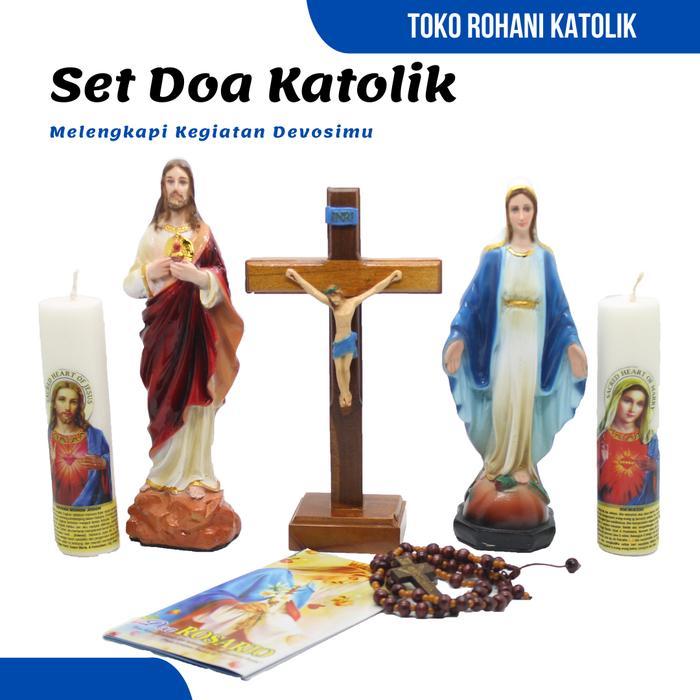 SET DOA KATOLIK LENGKAP / SALIB DUDUK KATOLIK / PATUNG BUNDA MARIA YESUS / KALUNG ROSARIO / SALIB