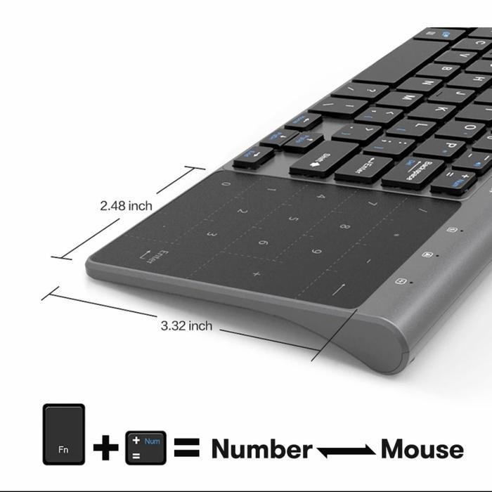 2.4Ghz Wireless Mini Keyboard Touchpad Tombol Angka X136 not logitech