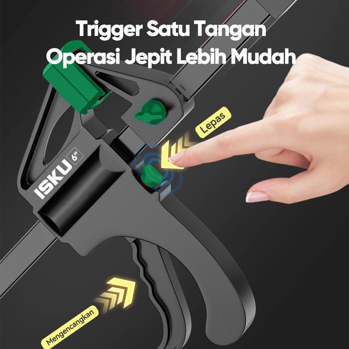 ISKU F Clamp Alat Klem Penjepit Kayu Panjang 6-24 inch Catok Klem F Alat Press Kayu Mini Klem Kayu