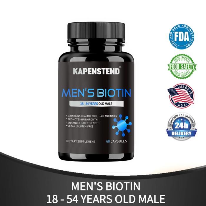 KAPENSTEND Pria Biotin 18-54 Tahun - Vitamin A, Biotin 7500mcg, Asam Folat - 60 Kapsul Lunak