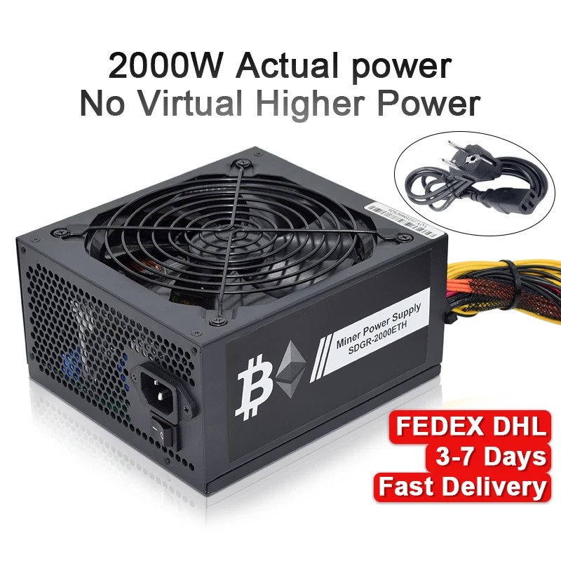 2000W Bitcoin mining PSU PC Power Supply Computer Mining Rig 8 GPU ATX ETC RVN Coin 12v 4 pin power 