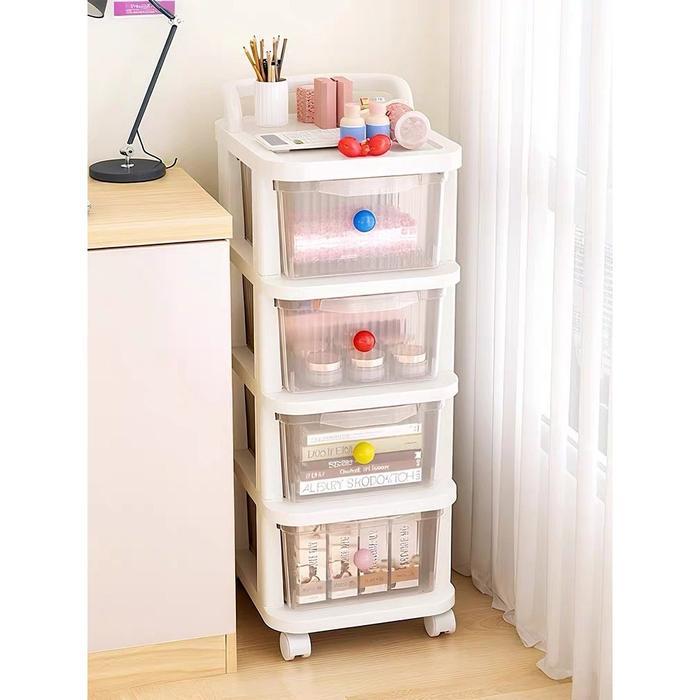 Rak susun plastik Rak Makanan Rak Dapur Rak Laci Susun Serbaguna Tempat Penyimpanan Katrol