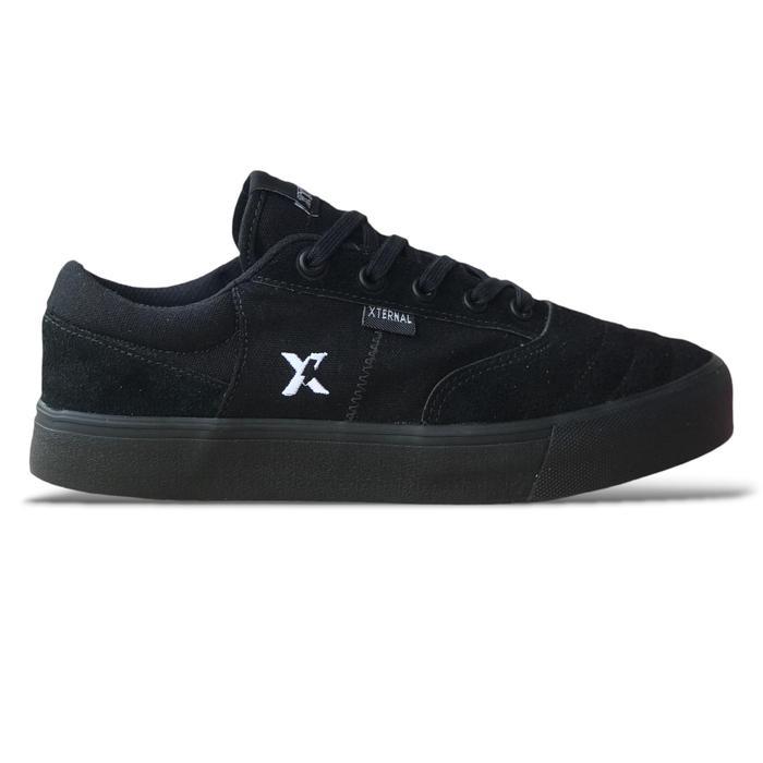Aerostreet - Sepatu Pria Wanita Xternalstepsure Authentic All Black Kanvas Suede Kasual Canvas