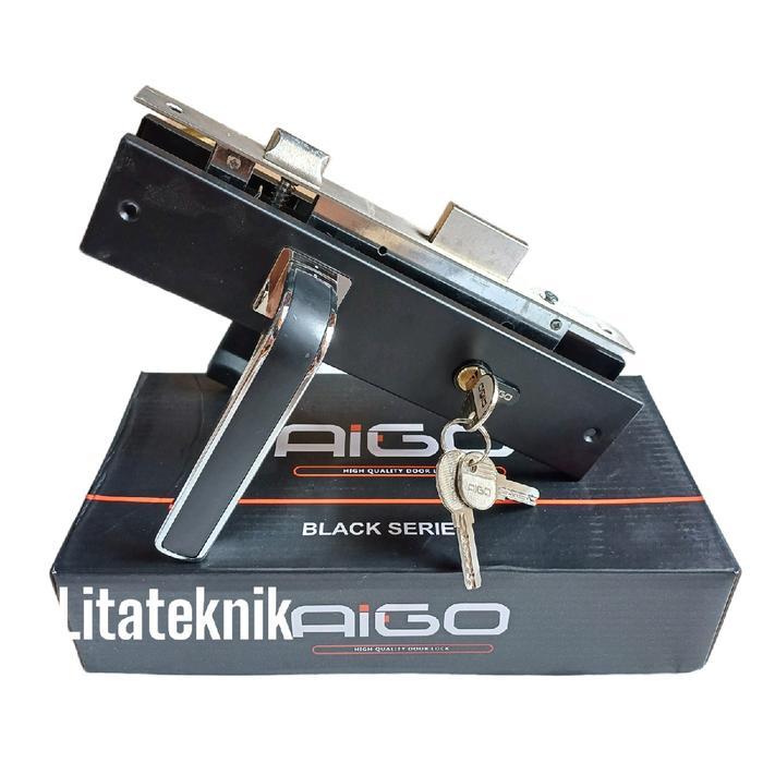 kunci pintu besar premium full black besar handle pintu besar komplit aigo kunci pintu rumah 1 set