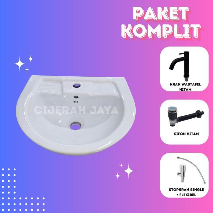 WASTAFEL GANTUNG KERAMIK PUTIH / WASHTAFEL CUCI TANGAN / WASTAFEL GANTUNG SET KOMPLIT