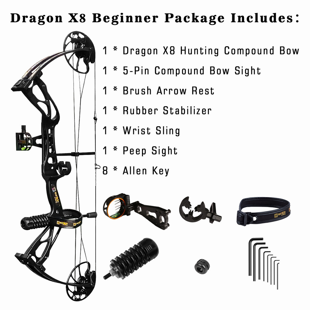 Sanlida Dragon X8 Hunting Compound Bow Kit Adjustable Draw Length Weight Archery Shooting Outdoor