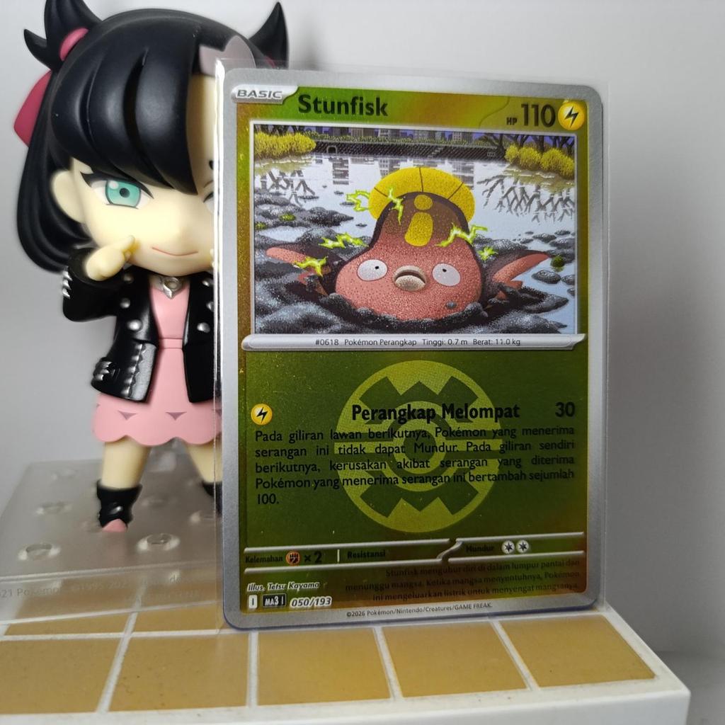 ORI Kartu Pokemon Stunfisk Quick Ball Pattern Poke Holo Foil Indo I MA3 050 / 193 Bola TCG Indonesia
