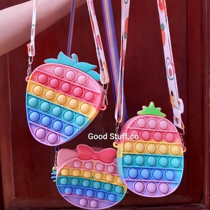 Terbaru Ready Tas Pop It Sling Bag Strawberry Pineapple Nanas Tiktok Fidget