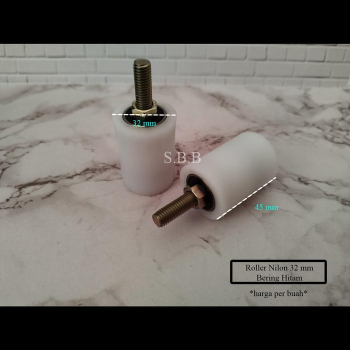 "New" Roller Nilon Ukuran 32mm / Roda Pagar Besi/ Bearing