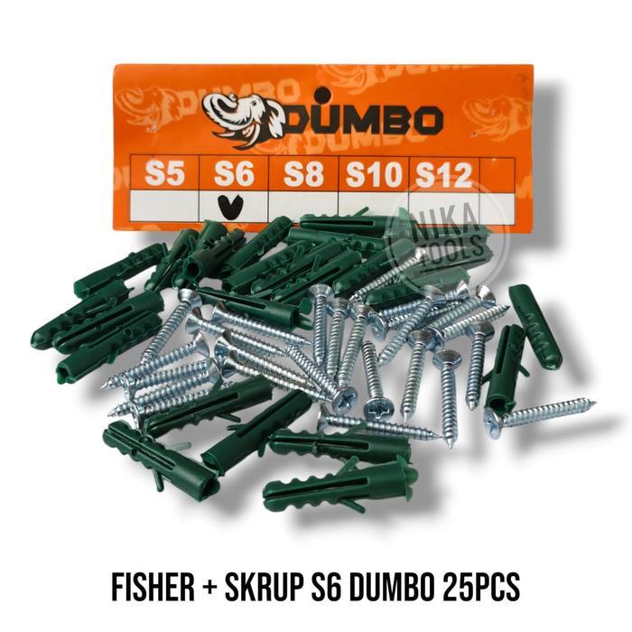 "New" Skup Sekrup Fisher S6 Isi 25pcs Fisher Lubang Dinding 6mm
