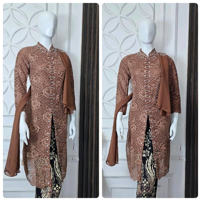 "New" Kebaya Sanghai Tunik Brukat Selendang / Kebaya Dress Kondangan Wisuda Pesta