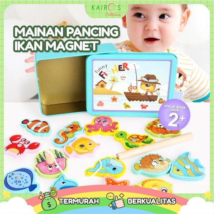 Mainan Pancing Ikan Magnet Anak Kayu Kotak